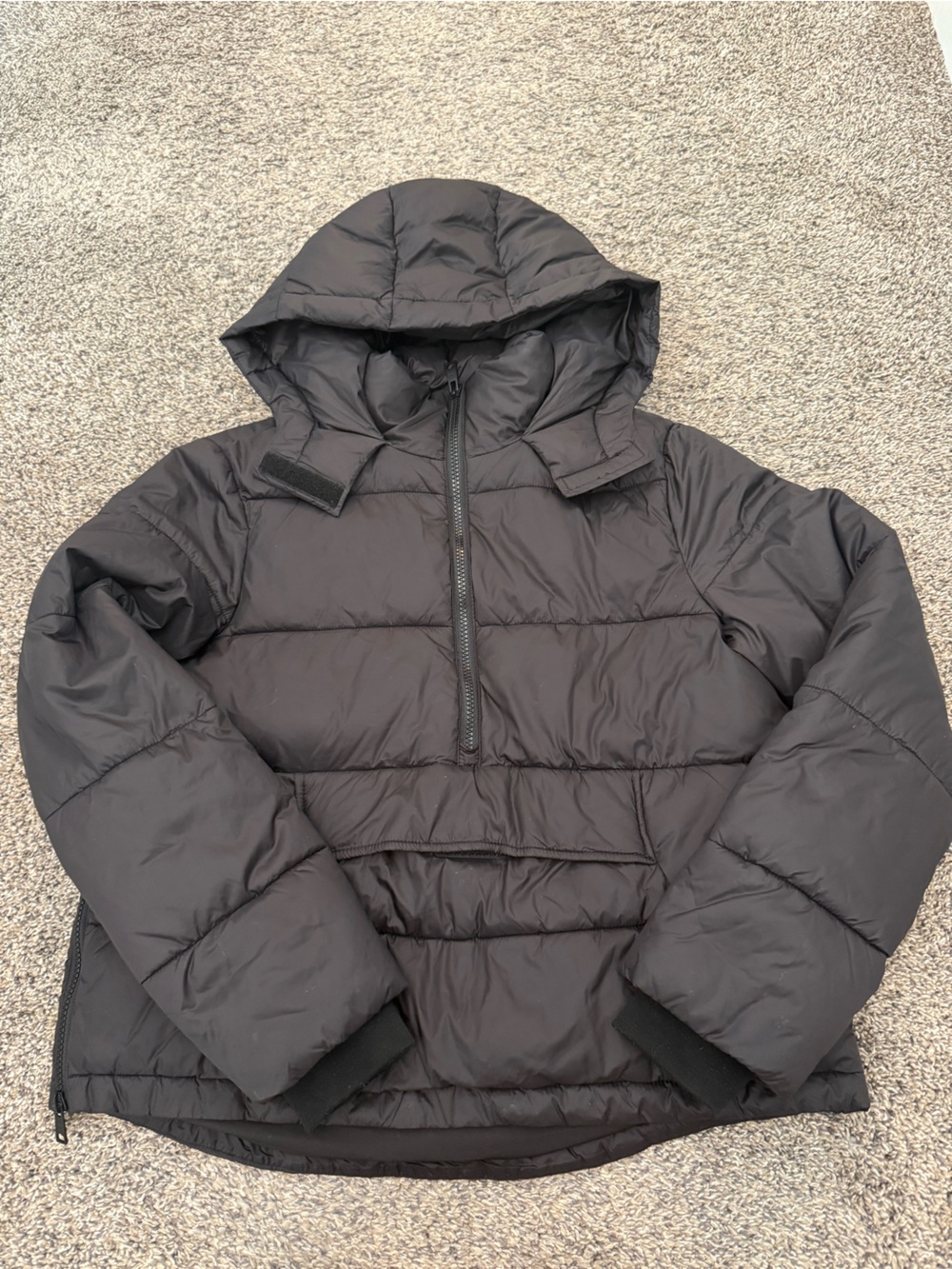 Garage Black Hooded Puffer Pullover Jacket